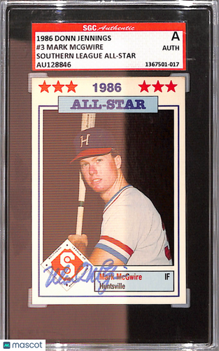 1986 DONN JENNINGS Mark McGwire #3 SGC Authentic Auto A