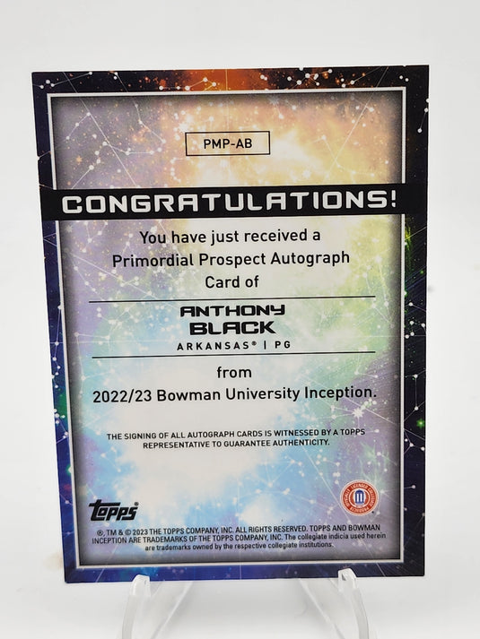 2023 Bowman University Inception Anthony Black #PMP-AB /75 Autograph