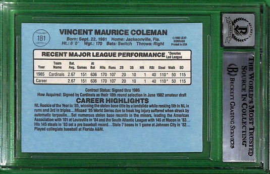 1986 Donruss Vince Coleman