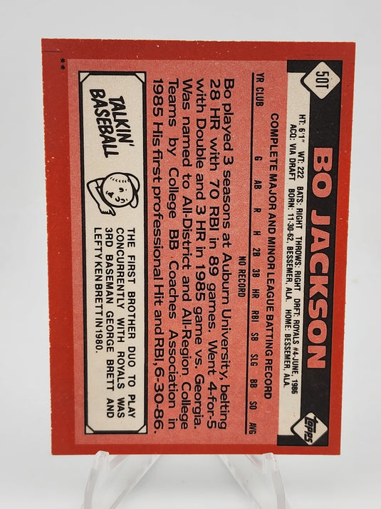 1986 Topps Traded Bo Jackson #50T