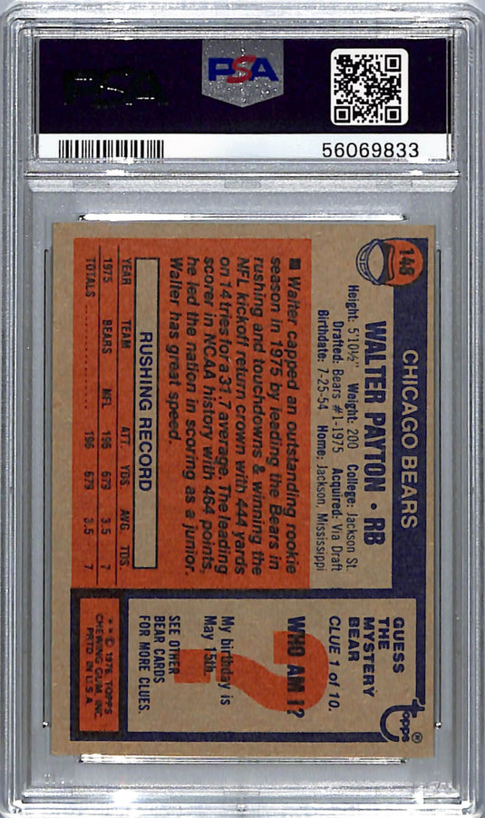 1976 Topps Walter Payton #148 PSA 8