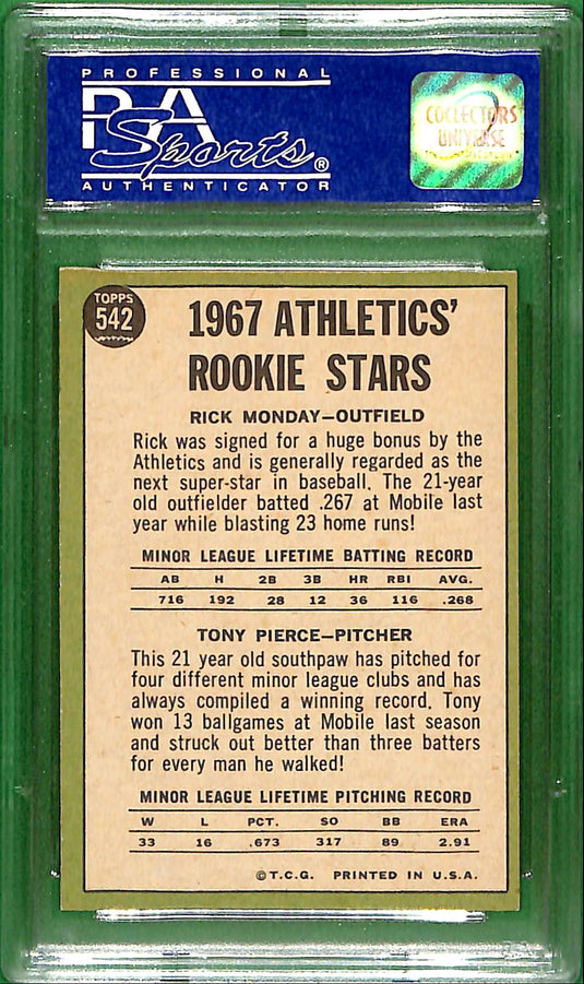 1967 Topps Athletics Rookies #542 R. Monday T. Pierce PSA 7