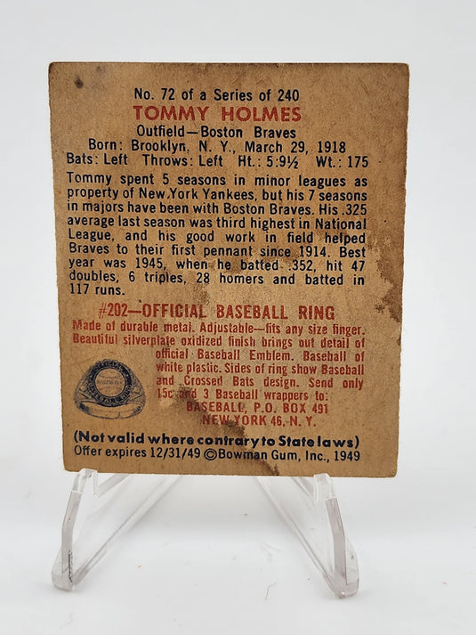 1949 Bowman Tommy Holmes #72