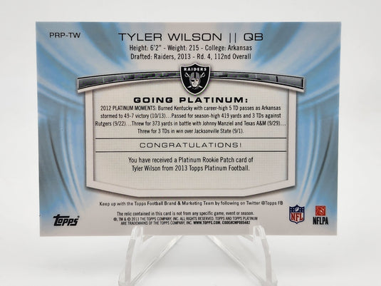 2013 Topps Platinum Tyler Wilson