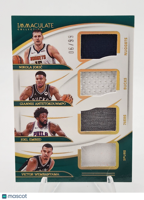 2023-24 Immaculate Giannis/Embiid/Jokic/Victor Wembanyama Patch /99 Game Worn
