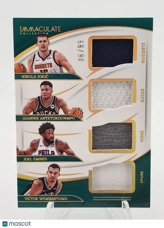 2023-24 Immaculate Giannis/Embiid/Jokic/Victor Wembanyama Patch /99 Game Worn