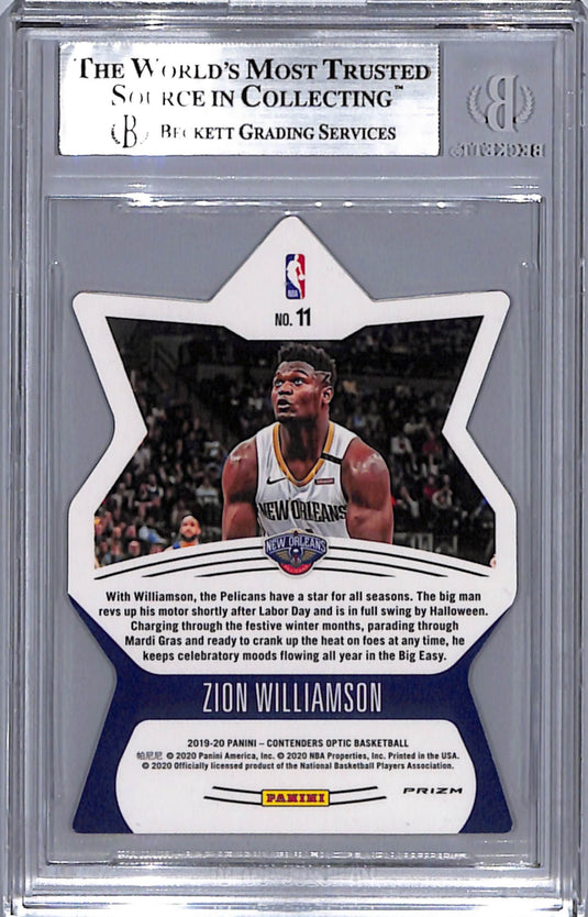 2019  Contenders Optic Superstars Red Cracked Ice Zion Williamson #11 BGS 9