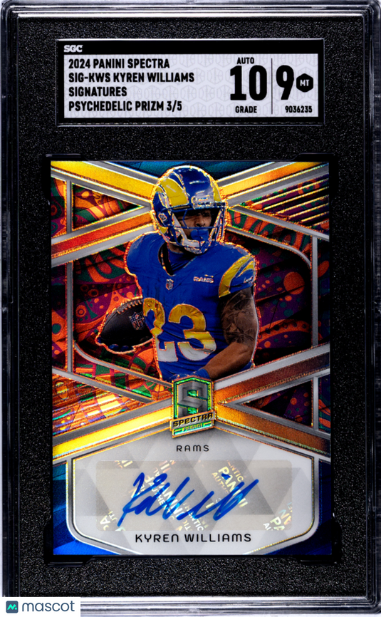 2024 Spectra Kyren Williams #SIG-KWS Sigs. Psychedelic Prizm SGC 9 Auto 10