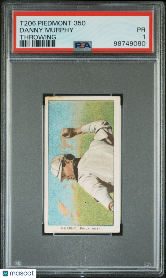 1909-11 T206 Piedmont 350 Danny Murphy Throwing PSA 1