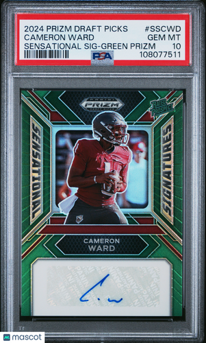 2024 Panini Prizm Draft Picks  Cameron Ward #SSCWD Green PSA 10