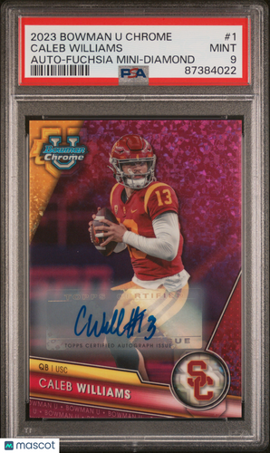 2023 Bowman U Chrome Caleb Williams #1 Au Fuchsia Mini Diamond Ref PSA 9