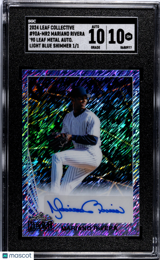 2024 Leaf  Mariano Rivera #90A-MR2 '90 Metal Auto Light Blue Shimmer  SGC 10