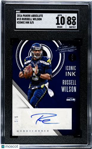 2016 Panini Absolute Russell Wilson #15 Iconic Ink /5 SGC 8 Auto 10