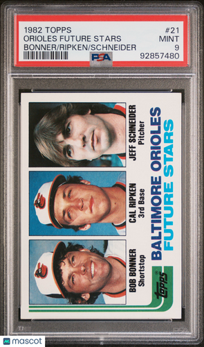 1982 Topps Orioles Future Stars #21 Bonner Ripken Schneider PSA 9