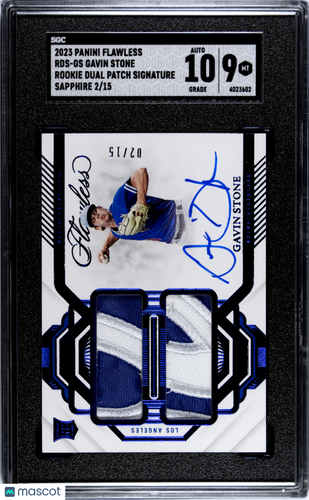 2023 Flawless Gavin Stone #RDS-GS Rookie Dual Patch SIG. Sapphire SGC 9 Auto 10