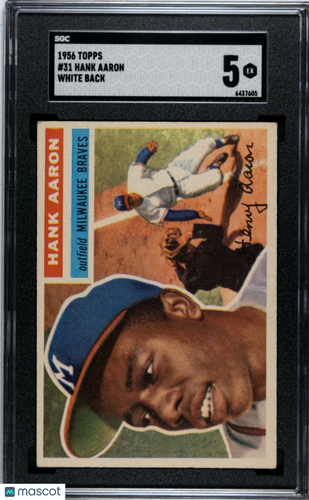 1956 Topps Hank Aaron #31 White Back SGC 5