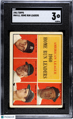 1961 Topps A. L. Home Run Leaders #44 SGC 3