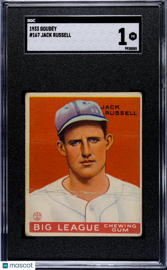 1933 Goudey Jack Russell #167 SGC 1