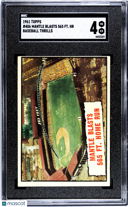 1961 Topps Mantle Blasts 565 FT. HR #406 Baseball Thrills SGC 4