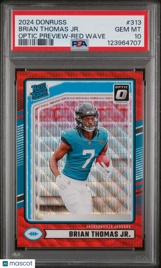 2024 Panini Donruss Brian Thomas JR. #313 Optic Preview Red Wave PSA 10