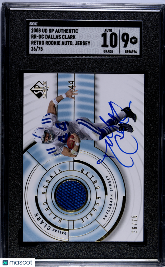 2008 Upper Deck SP Authentic Dallas Clark #RR-DC Retro RPA SGC 9 Auto 10