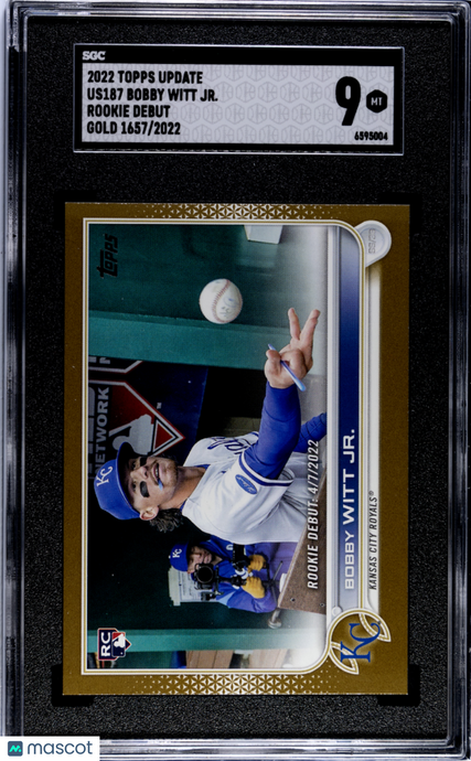 2022 Topps Update Bobby Witt JR. #US187 Rookie Debut Gold SGC 9