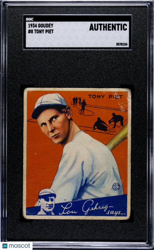 1934 Goudey Tony Piet #8 SGC A