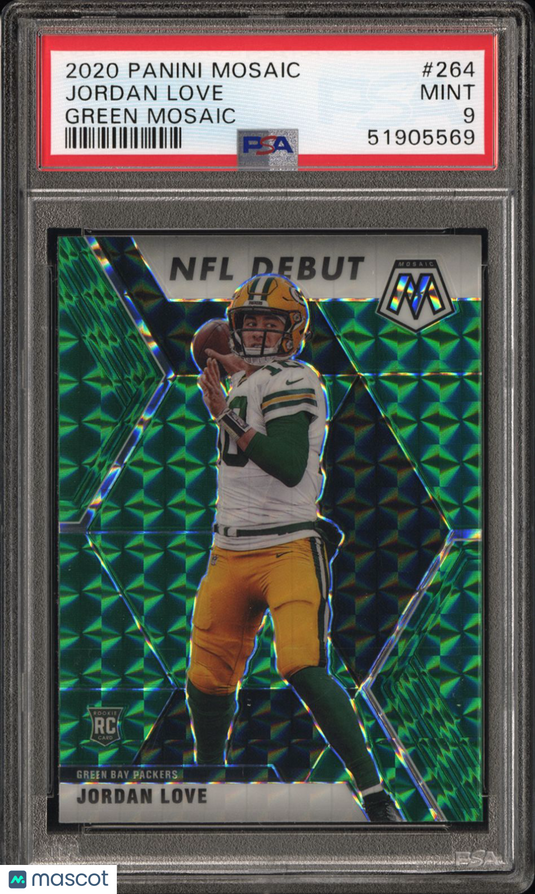 2020 Panini Mosaic Jordan Love #264 Green PSA 9