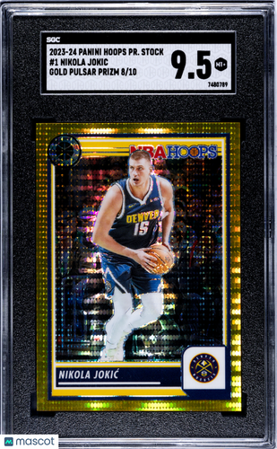 2023 Panini Hoops Premium Stock Nikola Jokic #1 Gold Pulsar Prizm /10 SGC 9.5
