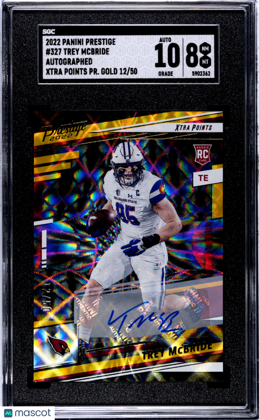 2022  Prestige Trey Mcbride #327 Auto Xtra Points Premium Gold SGC 8 Auto 10
