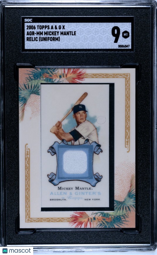 2006 Topps Allen & Ginter X Mickey Mantle #AGR-MM Relic (Uniform) SGC 9