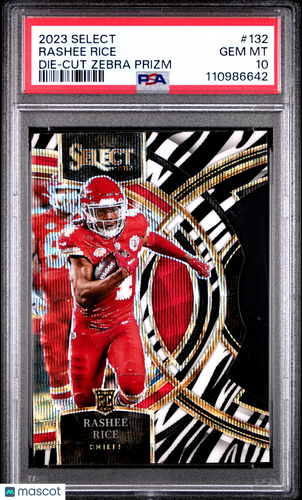 2023 Panini Select Rashee Rice #132 Die Cut Zebra Prizm PSA 10