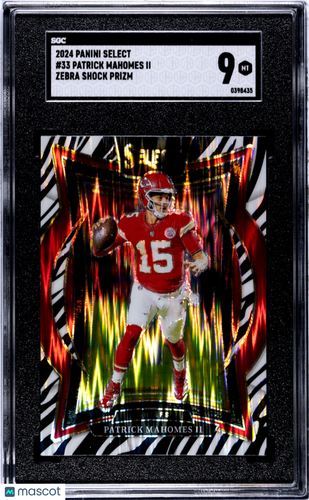 2024 Panini Select Patrick Mahomes II #33 Zebra Shock Prizm SGC 9