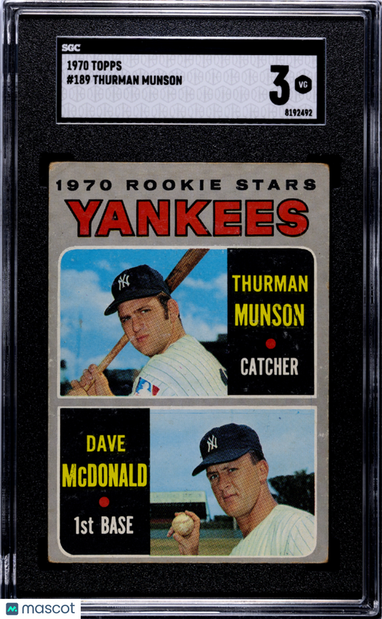 1970 Topps Thurman Munson #189 SGC 3