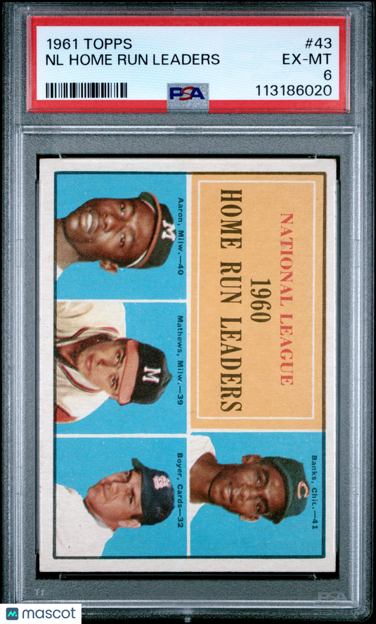 1961 Topps NL Home Run Leaders #43 PSA 6