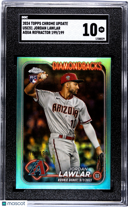 2024 Topps Chrome Update Jordan Lawlar #USC51 Aqua Refractor /199 SGC 10