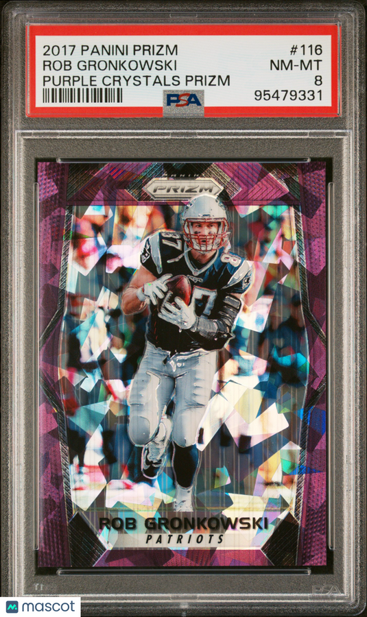 2017 Panini Prizm Rob Gronkowski #116 Purple Crystals PSA 8