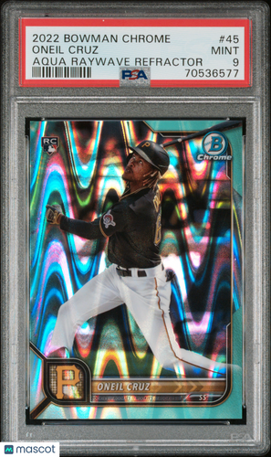 2022 Bowman Chrome Oneil Cruz #45 Aqua Raywave Refractor PSA 9