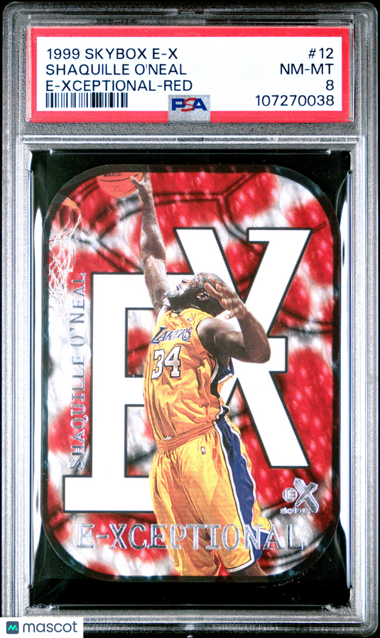 1999 Skybox E-X E-Xceptional Shaquille O'Neal #12 Red PSA 8
