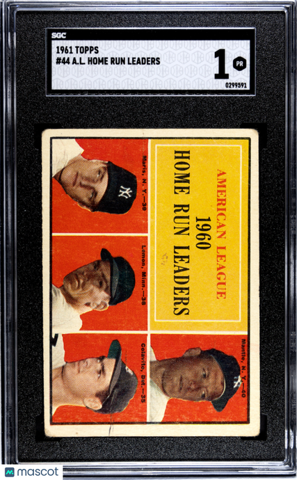 1961 Topps A. L. Home Run Leaders #44 SGC 1