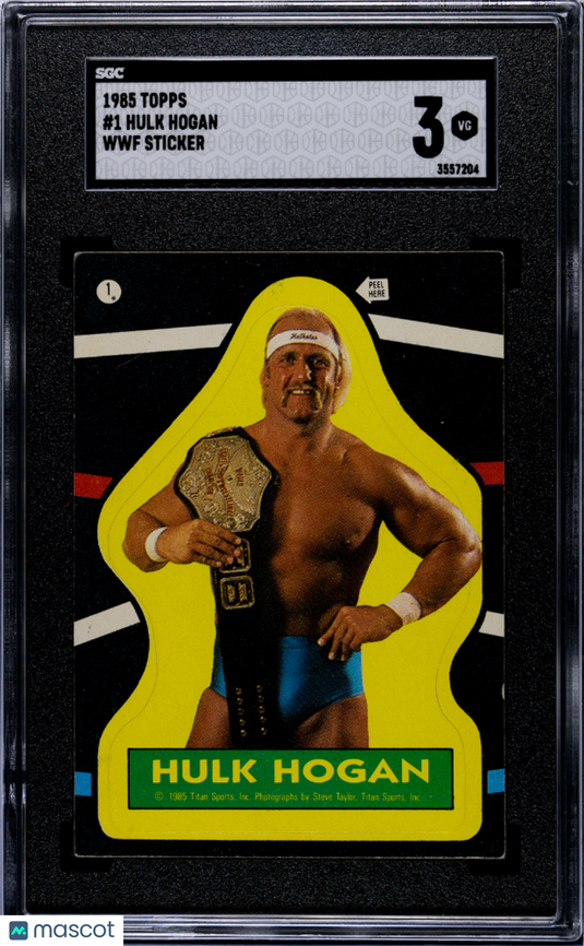 1985 Topps Hulk Hogan #1 WWF Sticker SGC 3