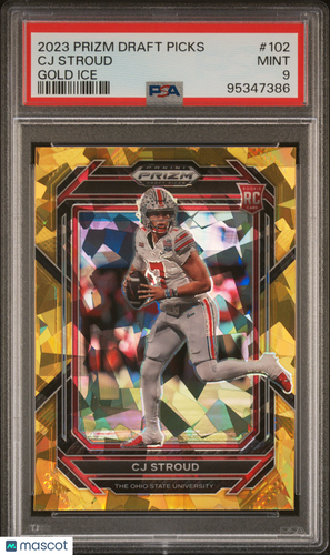 2023 Panini Prizm Draft Picks CJ Stroud #102 Gold Ice PSA 9