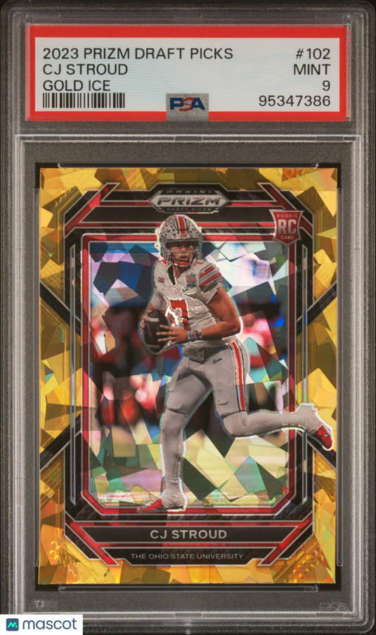 2023 Panini Prizm Draft Picks CJ Stroud #102 Gold Ice PSA 9