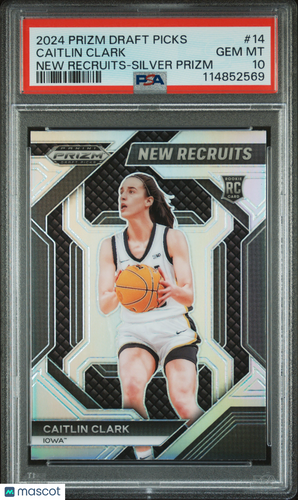 2024 Panini Prizm Draft Picks New Recruits Caitlin Clark #14 Silver PSA 10