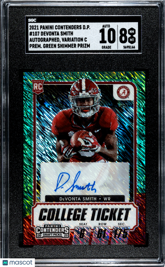 2021 Panini CDP  Devonta Smith #107 Auto , Var.  Green Shimmer  SGC 8 Auto 10