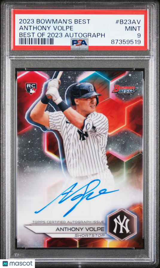 2023 Bowman's Best Best Of 2023 Autographs Anthony Volpe #B23AV PSA 9