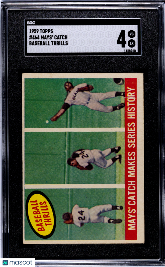 1959 Topps Mays' Catch #464 Baseball Thrills SGC 4