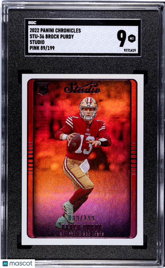 2022 Panini Chronicles Brock Purdy #STU-36 Studio Pink SGC 9