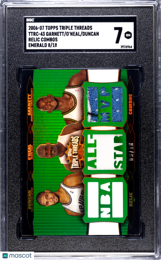 2006 Triple Threads Duncan O'Neal Garnett #TTRC-43 Relic Combos Emerald SGC 7