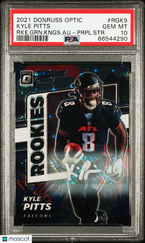 2021  Optic Rookie Gridiron Kings Autographs Kyle Pitts #RGK9 RKE. . /25 PSA 10